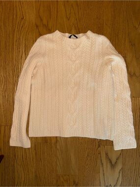 The Row Cream Cable Knit Crewneck Sweater